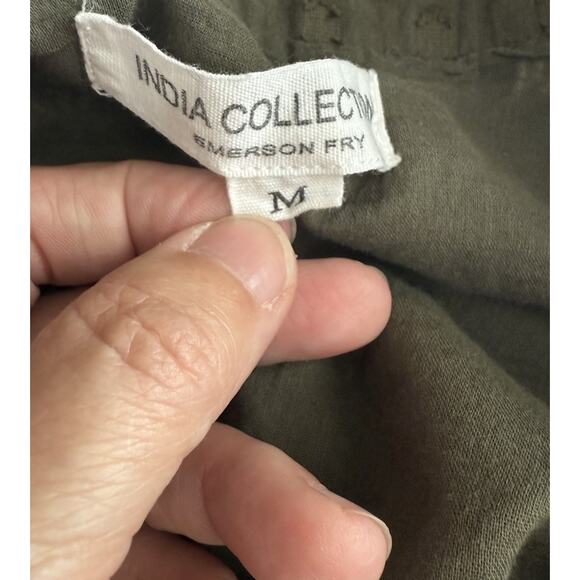 Emerson Fry Frances Dress 3 Size MED Moss Green Swiss Dot Maxi India Collection - Picture 7 of 14